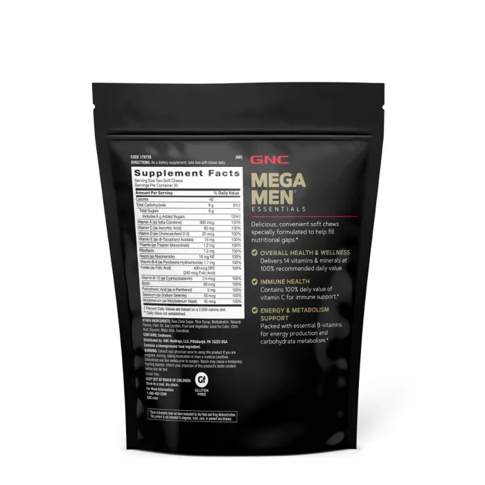 Mega Men Soft Chews, Complex De Multivitamine Pentru Barbati, Cu Gust De Fructe Asortate (60 Caramele), GNC Mega Men Soft Chews, Complex De Multivitamine Pentru Barbati, Cu Gust De Fructe Asortate (60 Caramele), GNC