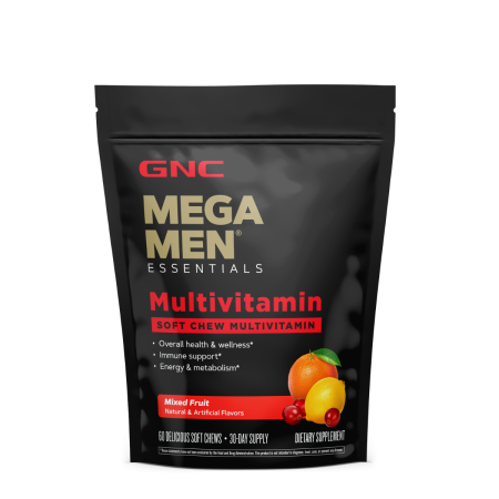 Mega Men Soft Chews, Complex De Multivitamine Pentru Barbati, Cu Gust De Fructe Asortate (60 Caramele), GNC