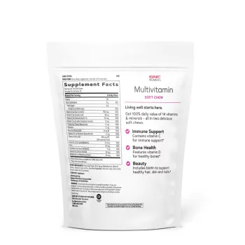 Gnc Women's Ultra Mega Soft Chews, Mixed Fruit, Multivitamine Pentru Femei Caramele Cu Aroma De Mix De Fructe, 60 Caramele