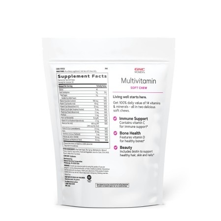 Gnc Women's Ultra Mega Soft Chews, Mixed Fruit, Multivitamine Pentru Femei Caramele Cu Aroma De Mix De Fructe, 60 Caramele
