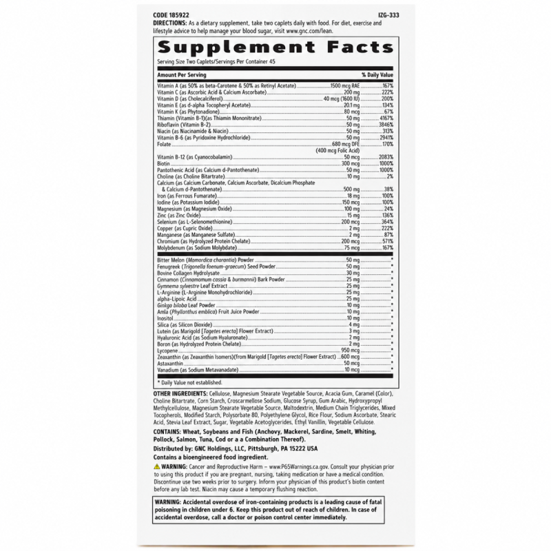 Multivitamine pentru femei pentru suport diabetic (90 tb), GNC Live Well