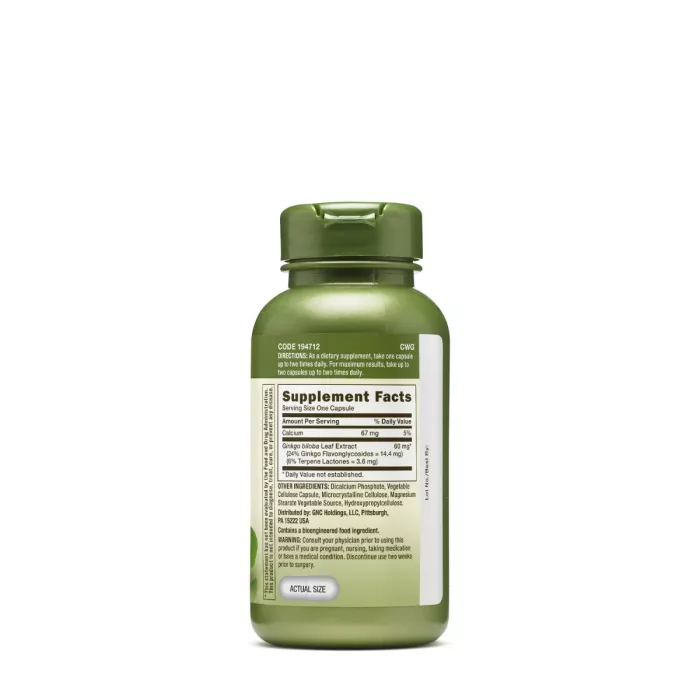 Gnc Herbal Plus Ginkgo Biloba 60 Mg, 100 Cps Gnc Herbal Plus Ginkgo Biloba 60 Mg, 100 Cps
