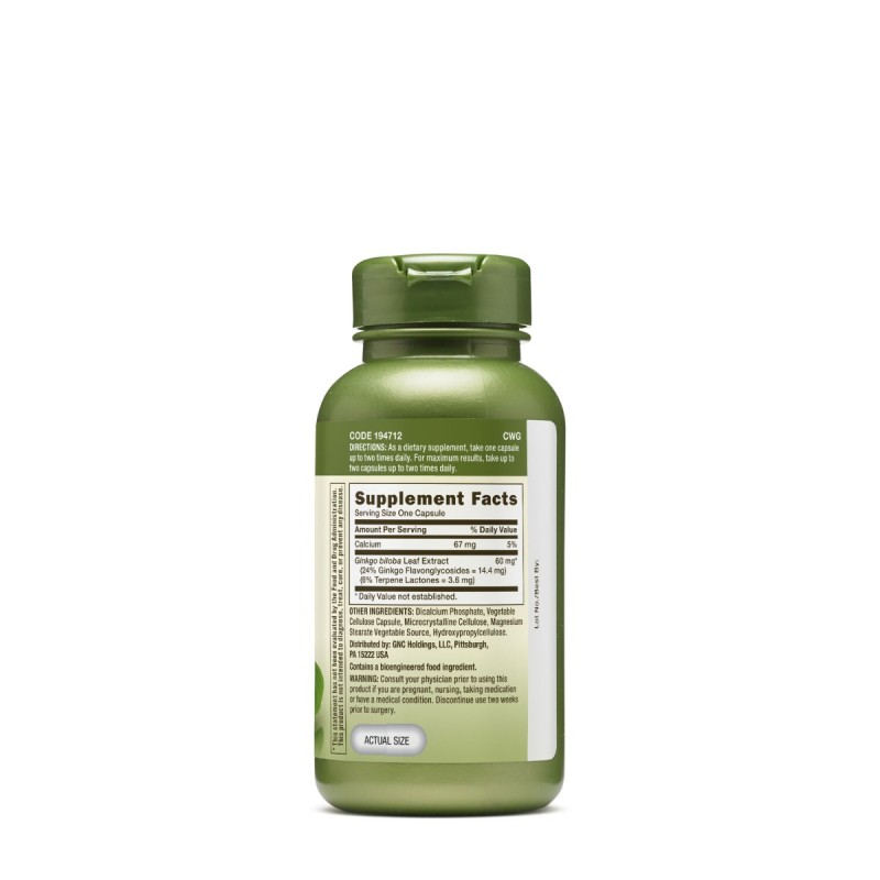Gnc Herbal Plus Ginkgo Biloba 60 Mg, 100 Cps