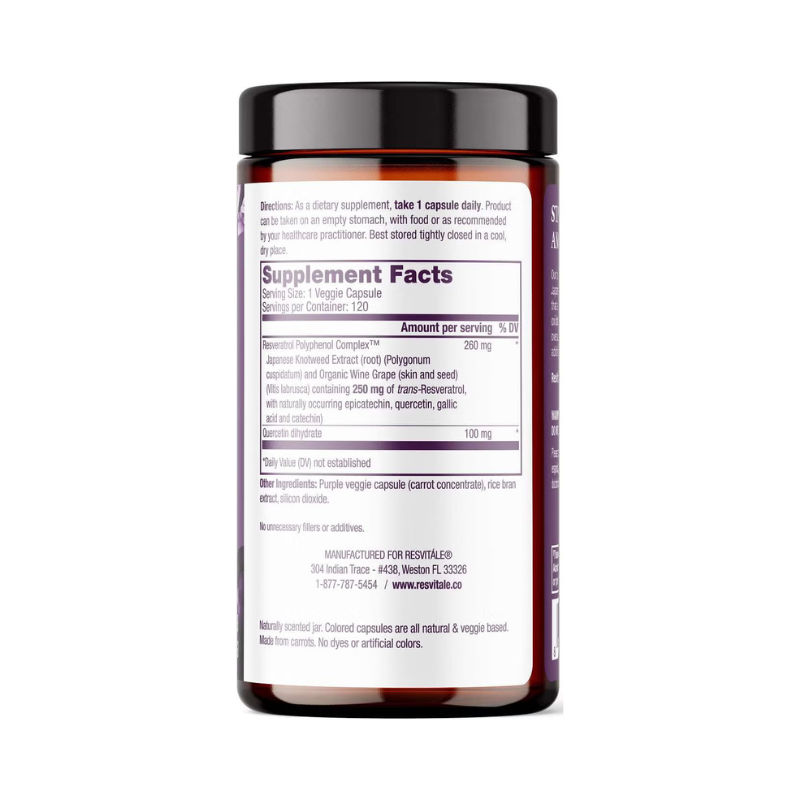 Resvitale Resveratrol 250 Mg Cu Quercetina, Formula Avansata Triactiv Pentru Activarea Genei Longevitatii Cu Trans-resveratrol, 120 Cps