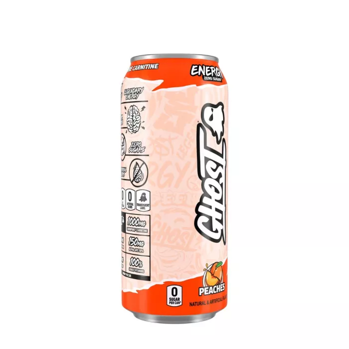 Ghost Energy Drink With Peaches Flavor, Bautura Energizanta Cu Aroma De Piersici, 473 Ml
