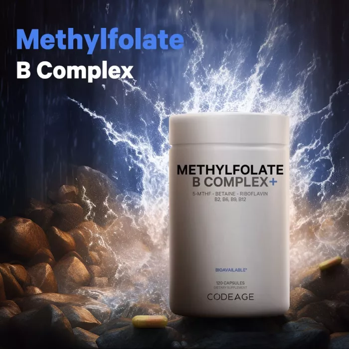 Codeage Methylfolate B Complex, Forma Bioactiva B Complex Pentru Energie, Metabolism Si Sanatate Celulara, 120 Cps