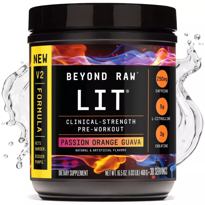 Gnc Beyond Raw Lit V2 Pre-workout With Passion Orange Guava Flavor, Pre-workout Cu Aroma De Passion Orange Guava, 468 G