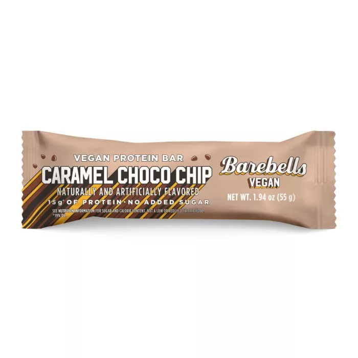 Barebells Vegan Protein Bar With Caramel Choco Chip Flavor, Baton Proteic Vegan Cu Aroma De Caramel Si Chipsuri De Ciocolata, 55 G