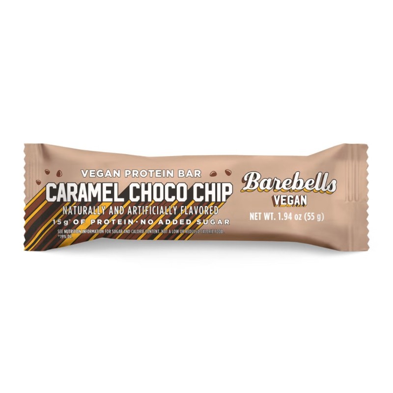 Barebells Vegan Protein Bar With Caramel Choco Chip Flavor, Baton Proteic Vegan Cu Aroma De Caramel Si Chipsuri De Ciocolata, 55 G