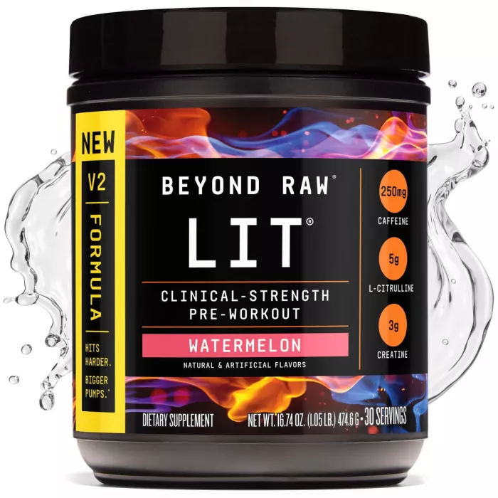 Gnc Beyond Raw Lit V2 Pre-workout With Watermelon Flavor, Pre-workout Cu Aroma De Pepene, 474.6 G