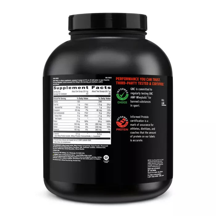 Gnc Amp New Wheybolic, Proteina Din Zer, Studiata Clinic, Cu Aroma De Ciocolata, 1683.20 G