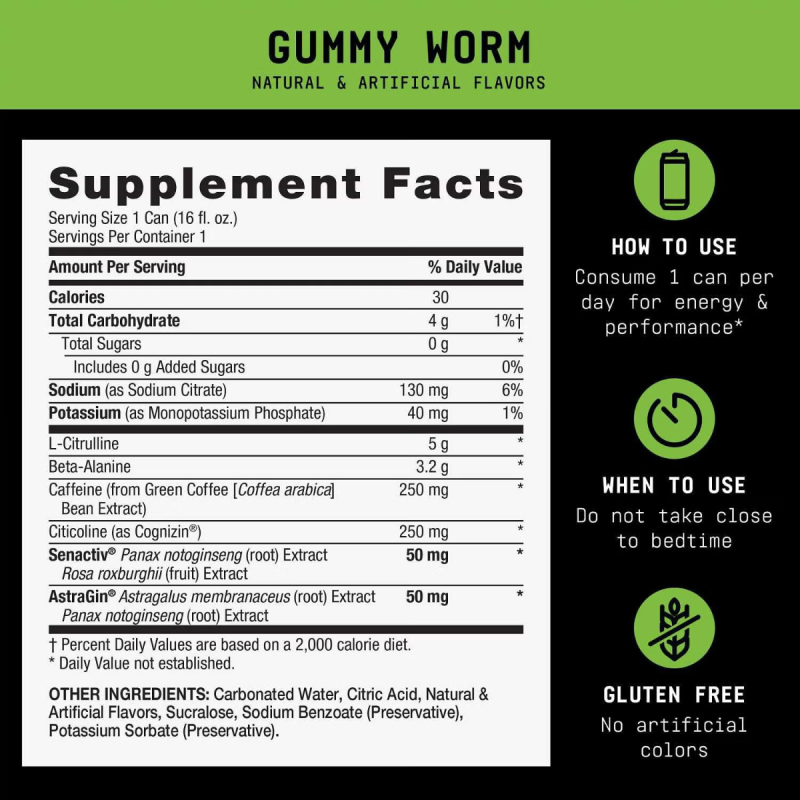 Gnc Beyond Raw  Lit V2 On-the-go Pre-workout Gummy Worm, Bautura Pre-workout Rtd, 473 Ml