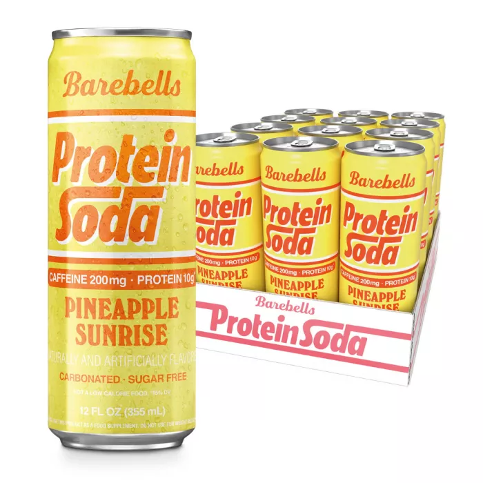 Barebells Protein Soda With Pineapple Flavor, Bautura Proteica Carbogazoasa Cu Aroma De Ananas, 355 Ml