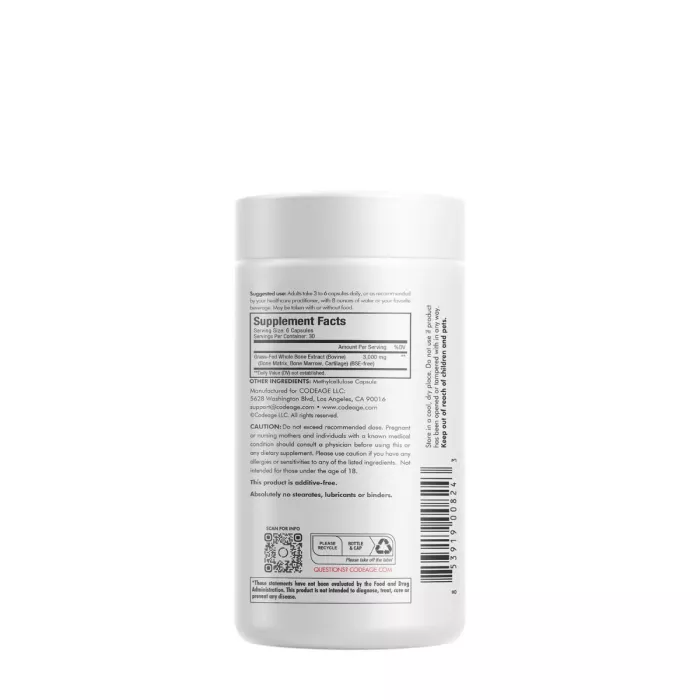 Codeage Grass-fed Bone Marrow, 3000 Mg Bone Extract, Extract De Maduva Osoasa De La Animale Hranite Cu Iarba, 3000 Mg Extract Osos, 180 Cps