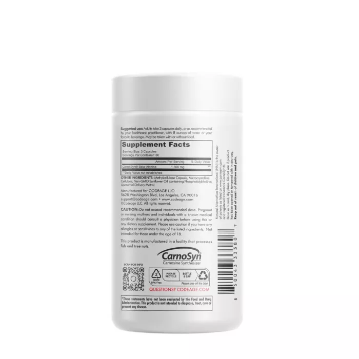 Codeage Liposomal Beta-alanine+ Carnosyn, Beta-alanina Lipozomala+ Cu Carnosyn, 180 Cps