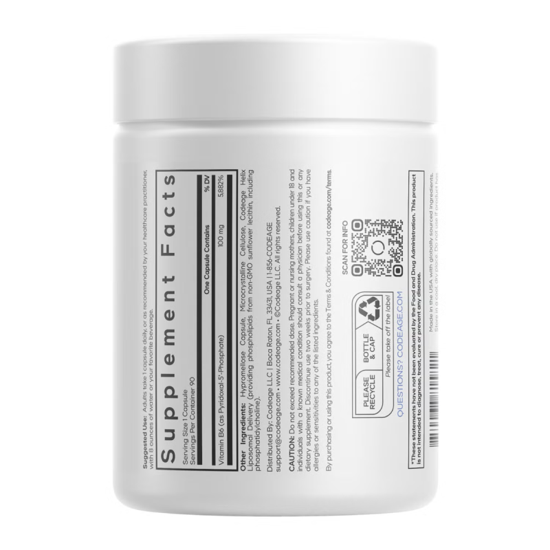 Codeage Liposomal P5p, Vitamina B6 Lipozomala Piridoxal-5-fosfat, 90 Cps