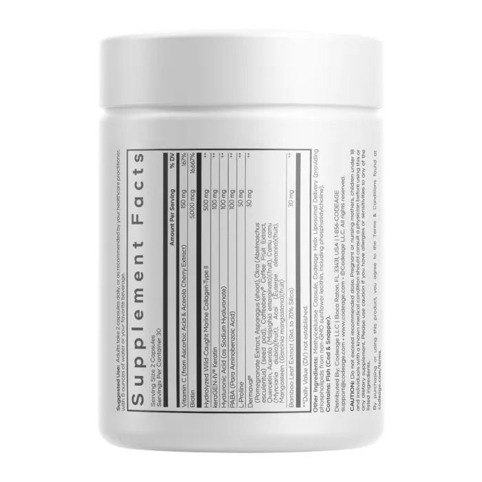 Codeage Hair Skin Nails Vitamins Platinum, Vitamine Pentru Par, Piele Si Unghii, 60 Cps