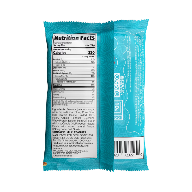 Redefine Foods Skippy Oatmeal Protein Pie, Placinta Proteica Cu Aroma De Unt De Arahide, 70 G
