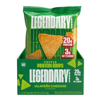 Legendary Foods Popped Protein Chips With Jalapeno Cheddar Flavor, Chipsuri Proteice Cu Aroma De Jalapeno Si Branza Cheddar, 34 G