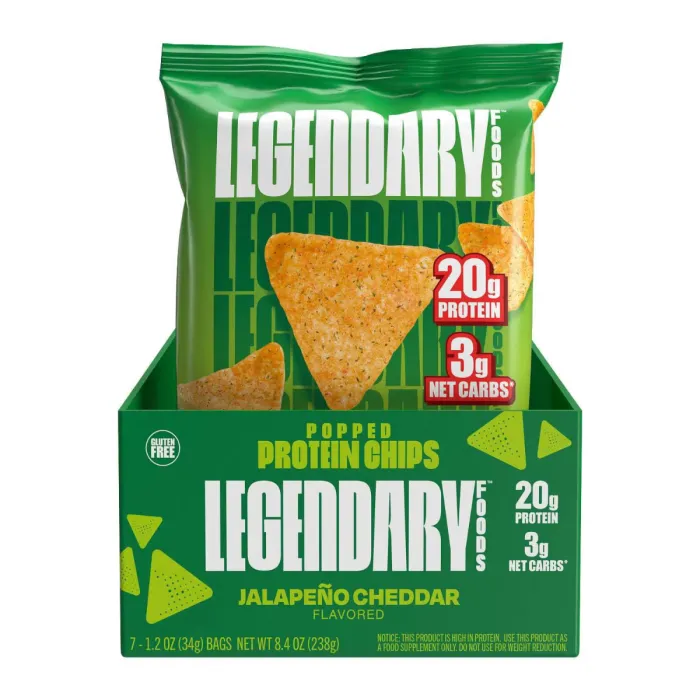 Legendary Foods Popped Protein Chips With Jalapeno Cheddar Flavor, Chipsuri Proteice Cu Aroma De Jalapeno Si Branza Cheddar, 34 G