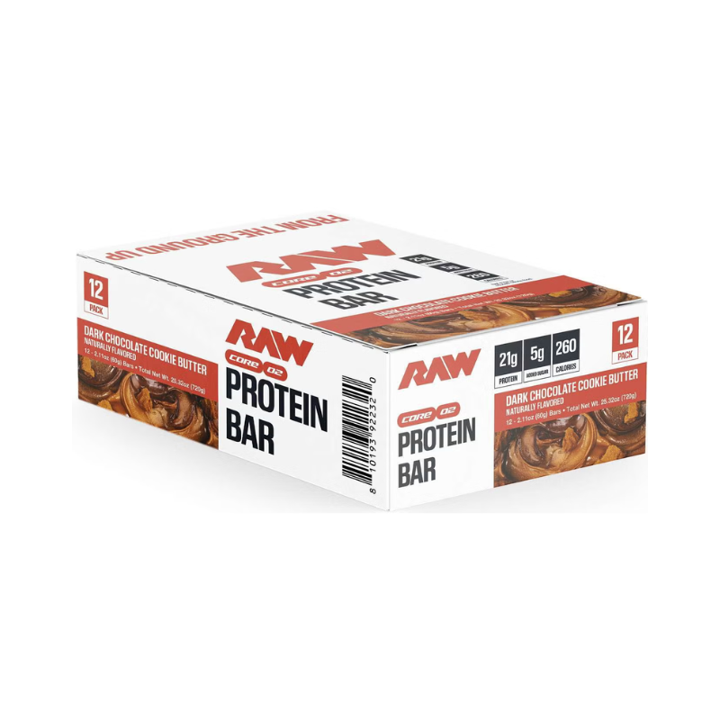 Raw Core 02 Dark Chocolate Cookie Butter, Baton Proteic Cu Aroma De Ciocolata Neagra Si Crema De Biscuiti, 60 G