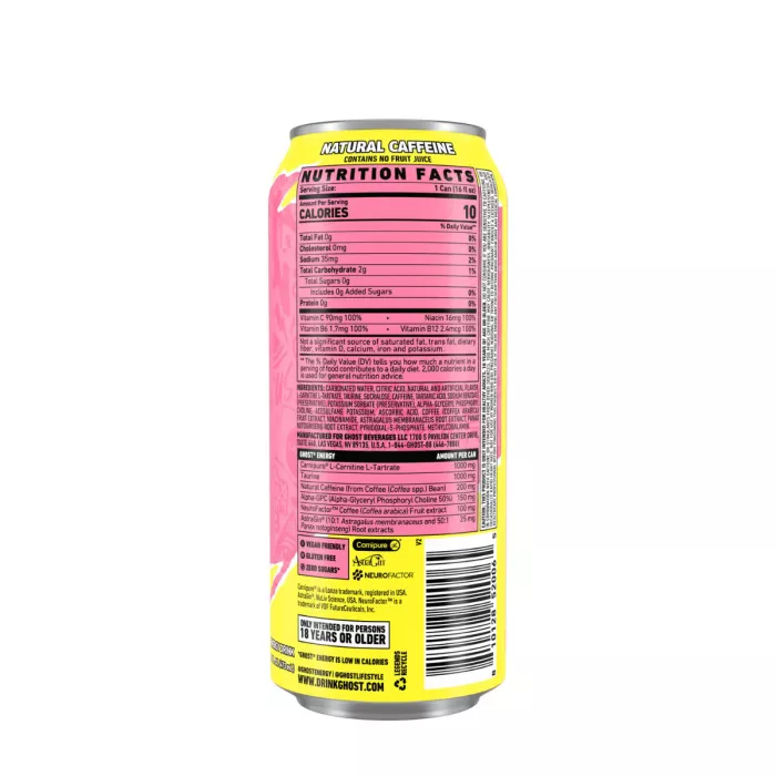 Ghost Energy Drink With Sour Pink Lemonade Flavor, Bautura Energizanta Cu Aroma De Limonada, 473 Ml