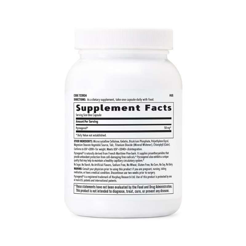Gnc Pycnogenol 50 Mg, Picnogenol, Extract Patentat Din Scoarta De Pin Maritim Frantuzesc, 50 Mg, 120 Cps