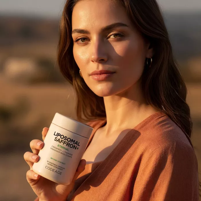 Codeage Liposomal Saffron+, Sofran Lipozomal Premium, L-teanina Si Magneziu Pentru Echilibru Zilnic, 90 Cps