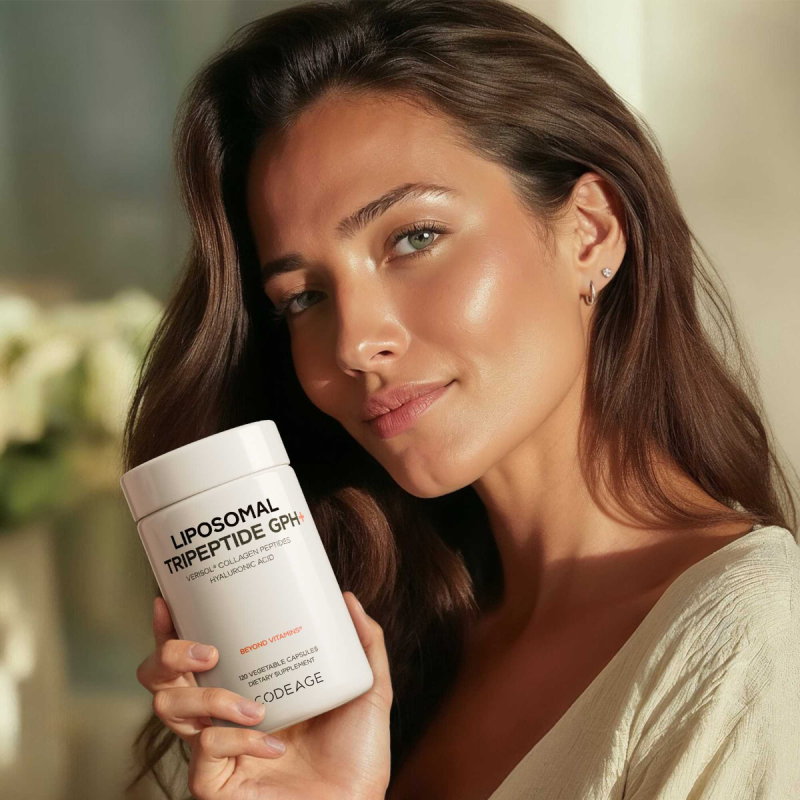 Codeage Liposomal Tripeptide Gph+ – Formula Lipozomala Colagen Verisol Si Acid Hialuronic, 120 Cps