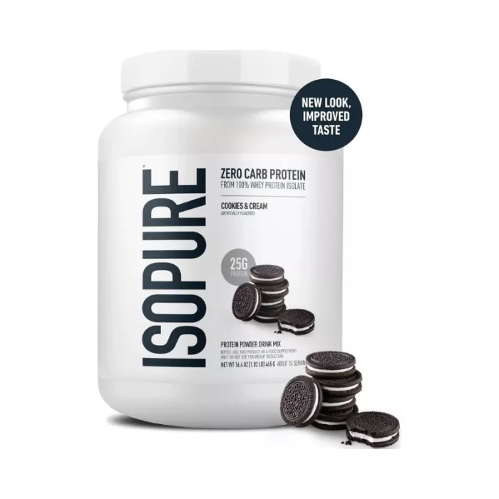 Isopure Zero Carb Protein Powder, Proteina Izolata Din Zer, Cu Aroma De Biscuiti Si Crema, 465 G