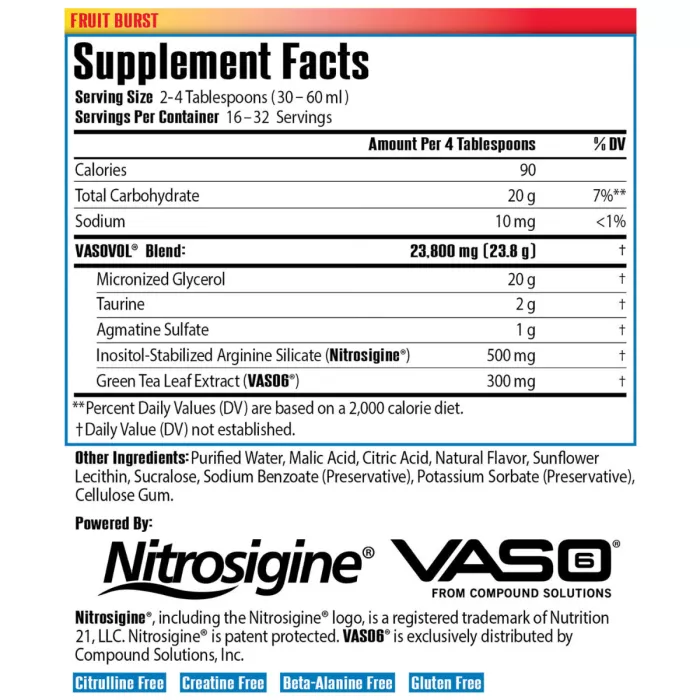 Sirenlabs Vaso Vol Fruit Burst Flavor, Formula Pentru Cresterea Masei Musculare Cu Aroma De Fruit Burst, 960 Ml Sirenlabs Vaso Vol Fruit Burst Flavor, Formula Pentru Cresterea Masei Musculare Cu Aroma De Fruit Burst, 960 Ml