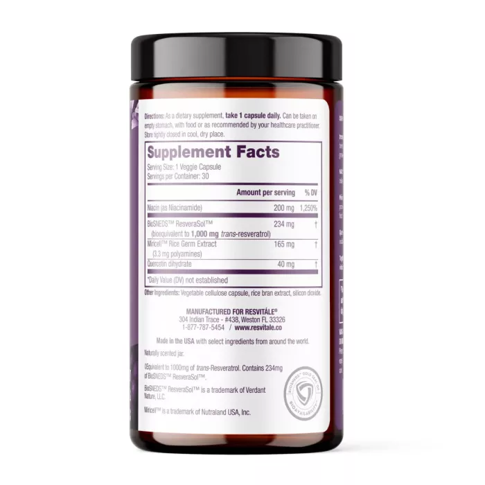 Resvitale Resveratrol + Nad & Miricell Cu Spermidina – Suport Anti-aging, Energie Si Longevitate, 30 Cps