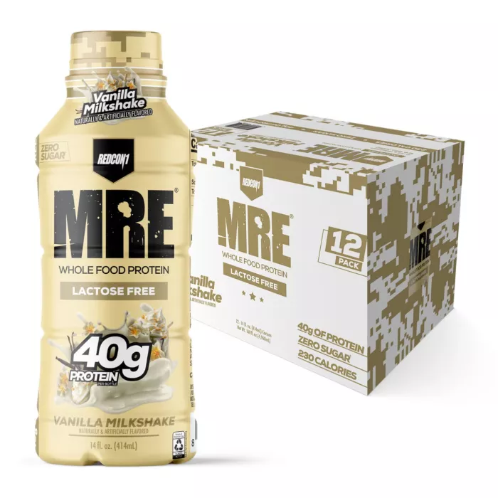 Redcon1 Mre Whole Food Protein Shake Rtd, Shake Proteic Din Alimente Integrale Rtd Cu Aroma De Milkshake De Vanilie, 414 Ml