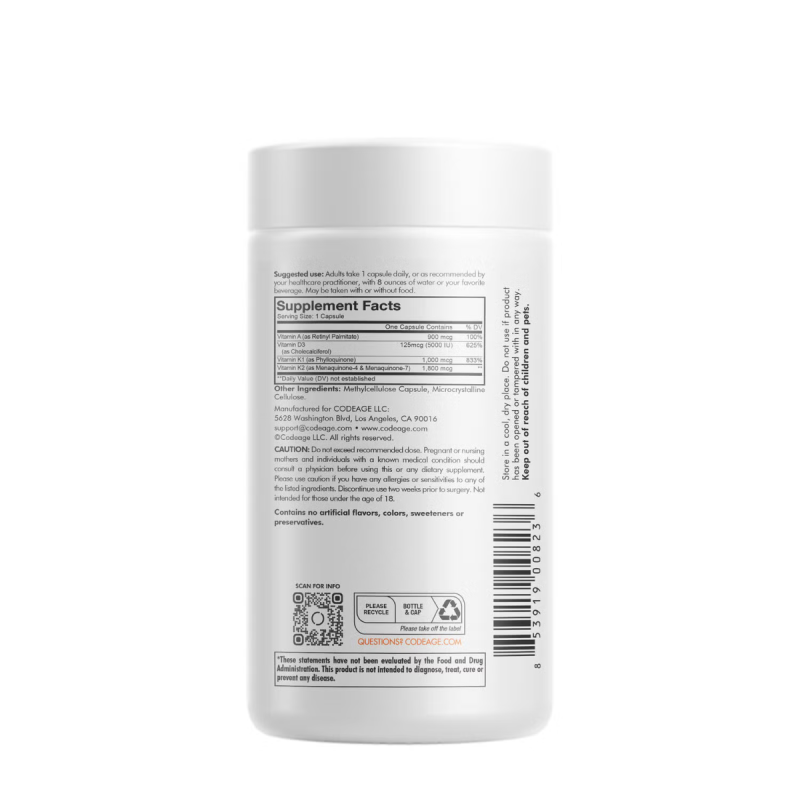 Codage Adk Vitamin Supplement, Formula Pentru O Piele Sanatoasa, Oase Puternice Si Sistem Imunitar Active, 180 Cps