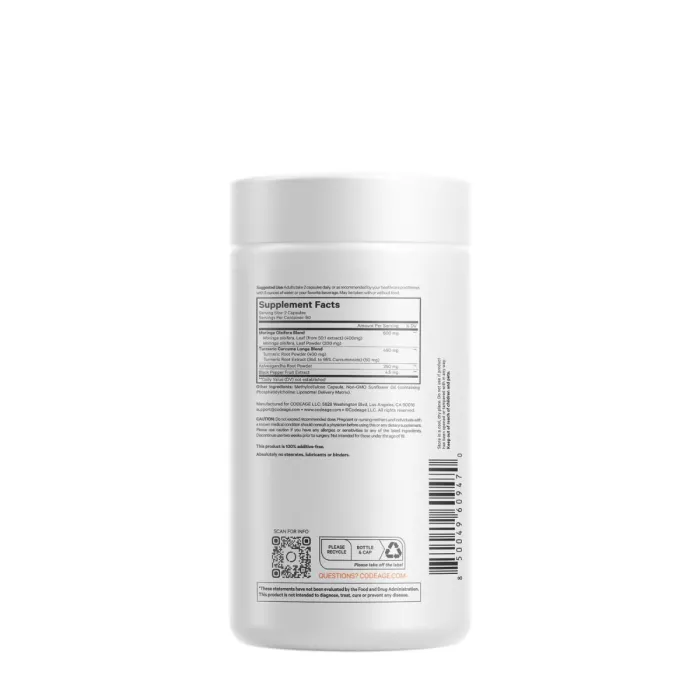 Codeage Liposomal Moringa+, Super-aliment Avansat Pentru Energie, Echilibru Si Vitalitate, 180 Cps