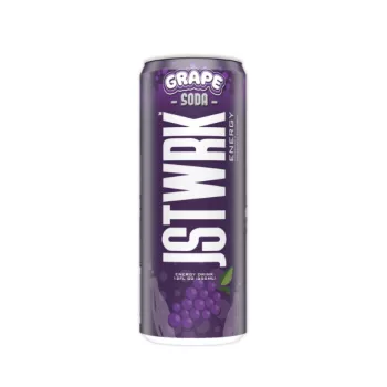 Jst Wrk Energy Drink, Bautura Energizanta Carbogazoasa Cu Aroma De Struguri, 355 Ml