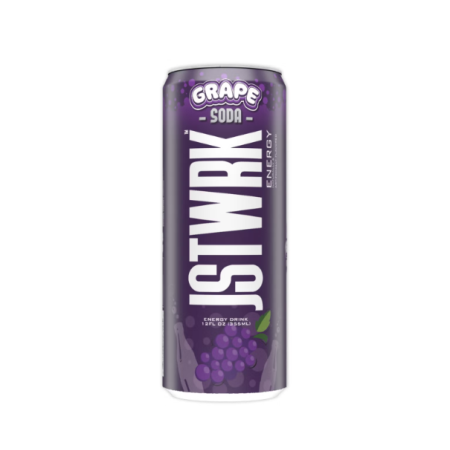 Jst Wrk Energy Drink, Bautura Energizanta Carbogazoasa Cu Aroma De Struguri, 355 Ml