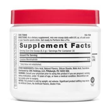 Gnc Pro Performance Creatine Monohydrate, Creatina Monohidrata Cu Aroma De Fructe Tropicale Pentru Sustinerea Musculaturii Si A Functiei Cognitive, 189 G