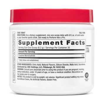 Gnc Pro Performance Creatine Monohydrate, Creatina Monohidrata Cu Aroma De Pepene Rosu Pentru Sustinerea Musculaturii Si A Functiei Cognitive, 186 G