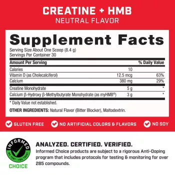 Gnc Pro Performance Creatine Monohydrate, Creatina Monohidrata, Formula Imbunatatita Cu Hmb, Pentru Sustinerea Musculaturii Si A Functiei Cognitive, Fara Aroma, 252 G