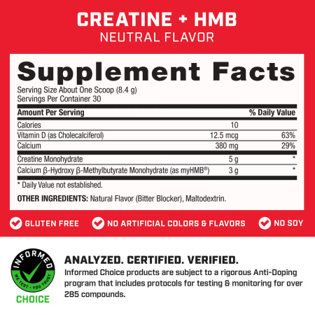 Gnc Pro Performance Creatine Monohydrate, Creatina Monohidrata, Formula Imbunatatita Cu Hmb, Pentru Sustinerea Musculaturii Si A Functiei Cognitive, Fara Aroma, 252 G