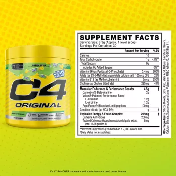 Cellucor C4 Original Pre-workout Jolly Rancher Green Apple, Formula Pre-workout Cu Aroma De Mar Verde, 174 G