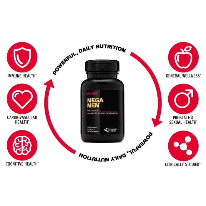 Gnc Mega Men, Complex De Multivitamine Pentru Barbati, 90 Tb Gnc Mega Men, Complex De Multivitamine Pentru Barbati, 90 Tb