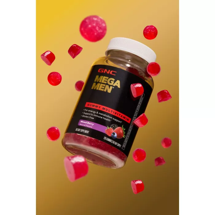 Gnc Mega Men Complex De Multivitamine Pentru Barbati Cu Aroma De Fructe De Padure, 120 Jeleuri Gnc Mega Men Complex De Multivitamine Pentru Barbati Cu Aroma De Fructe De Padure, 120 Jeleuri