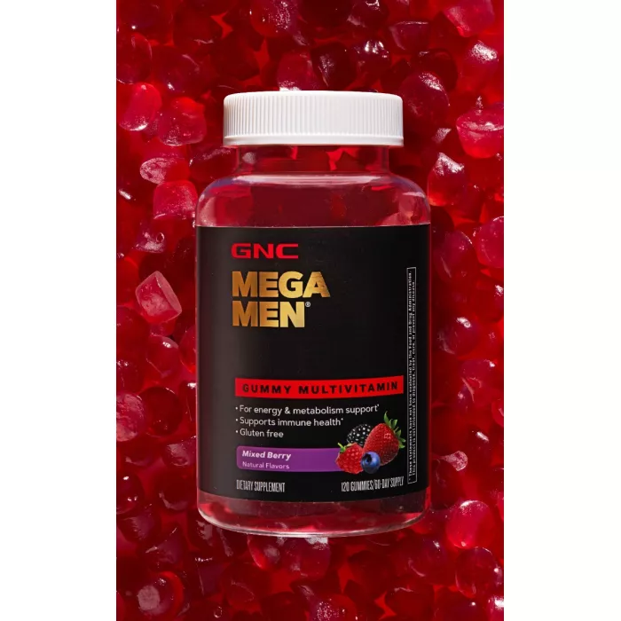 Gnc Mega Men Complex De Multivitamine Pentru Barbati Cu Aroma De Fructe De Padure, 120 Jeleuri Gnc Mega Men Complex De Multivitamine Pentru Barbati Cu Aroma De Fructe De Padure, 120 Jeleuri