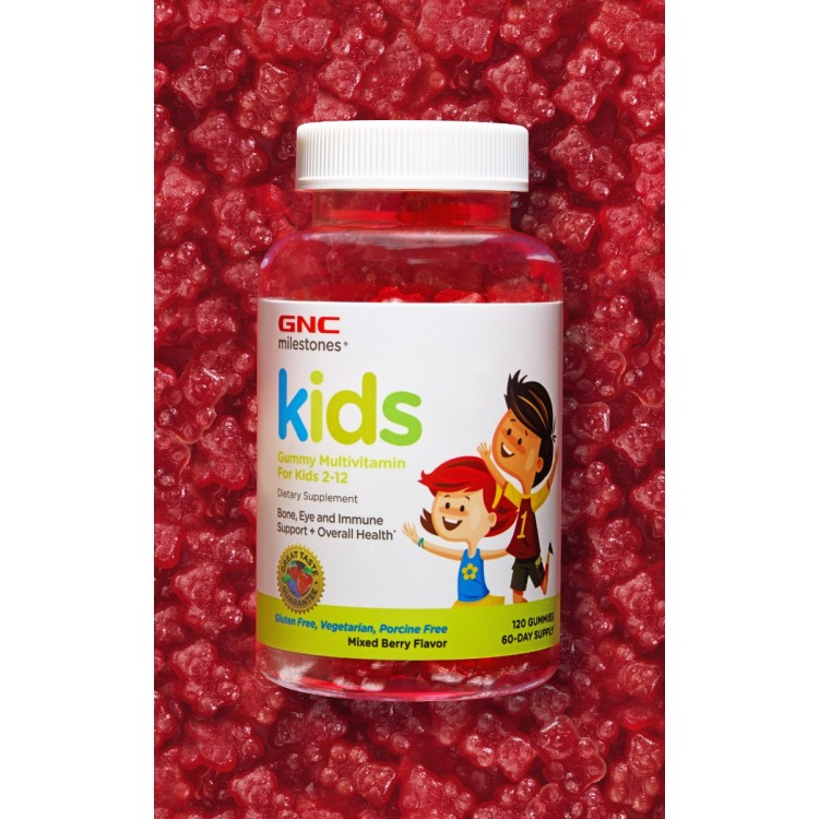 Gnc Milestones Kids Multivitamin Gummy, Multivitamine Pentru Copii 2-12 Ani Cu Aroma De Fructe De Padure, 120 Jeleuri