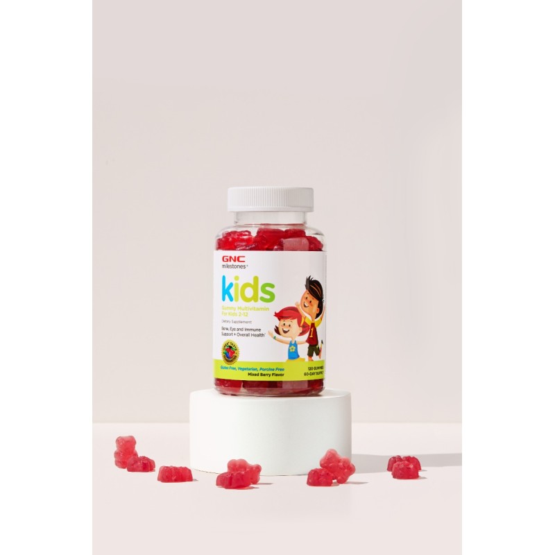 Gnc Milestones Kids Multivitamin Gummy, Multivitamine Pentru Copii 2-12 Ani Cu Aroma De Fructe De Padure, 120 Jeleuri