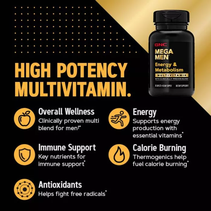 Gnc Mega Men Energy & Metabolism, Complex De Multivitamine Pentru Barbati, Energie Si Metabolism, 180 Tb Gnc Mega Men Energy & Metabolism, Complex De Multivitamine Pentru Barbati, Energie Si Metabolism, 180 Tb