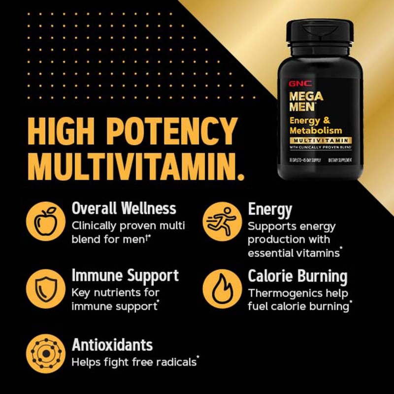 Gnc Mega Men Energy & Metabolism, Complex De Multivitamine Pentru Barbati, Energie Si Metabolism, 180 Tb