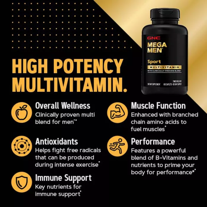 Gnc Mega Men Sport, Complex De Multivitamine Pentru Barbati, 90 Tb Gnc Mega Men Sport, Complex De Multivitamine Pentru Barbati, 90 Tb
